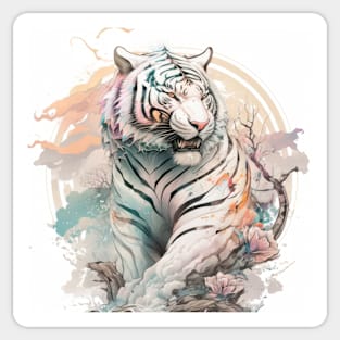 Tiger Portrait Animal Painting Wildlife Outdoors Adventure Sticker